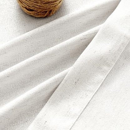 PrinceDeco White Linen Semi Sheer Curtains for Bedroom/Living Room,52x63 - color: White, size: 52"W x 63"L (Pack of 2)