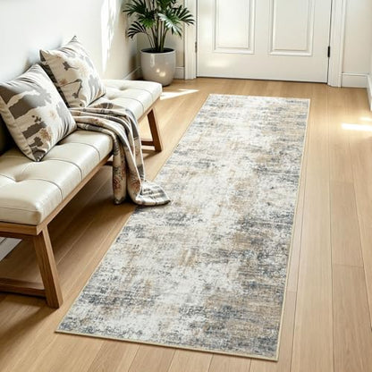 2x6 Runner Rug Non Slip Washable, Kitchen Hallway Entryway Carpet - color: Brown, size: 2' x 6' (Runner)