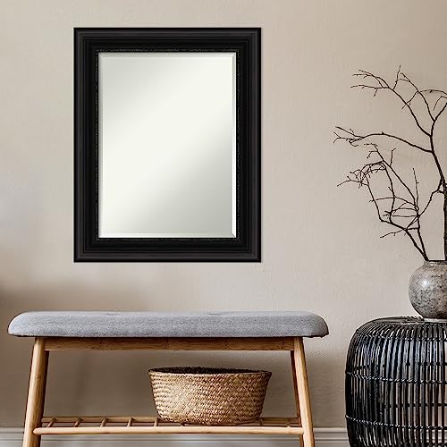 Amanti Art 오버 싱크대용 블랙 욕실 거울, 76.2 x 61cm(30 x 24인치) 팔러 블랙 직사각형 화장대 거울, 중간 전통 프레임, 수평 및 수직으로 걸 수 있음, 욕실 벽 장식, 경사진 가장자리 - color: 팔러 블랙, size: 30"L x 24"W