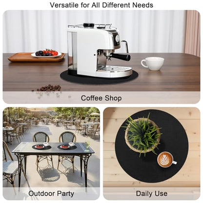 Myir JUN 14" Round Placemats Set of 4, Reversible Dual-Color Place Mats - color: Black