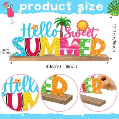 MiniInflat Hello Sweet Summer Metal Table Sign, Summer Decoration for Home - style: Hello Sweet Summer