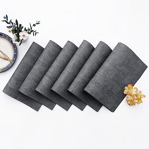 Homaxy PU Faux Leather Placemats for Dining Table, Set of 6, Dark Grey - color: Dark Grey