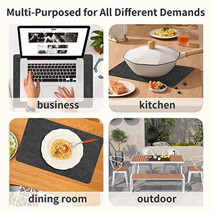 Maxpearl Faux Leather Placemats Set of 6, Easy to Clean, Dark Grey - color: Dark Grey