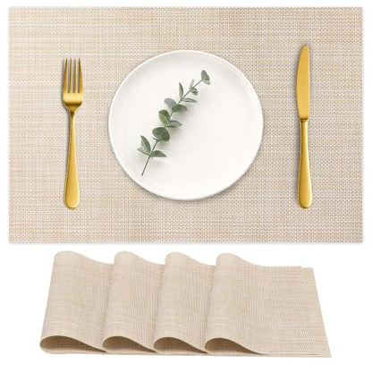 HOOMIL Placemats Set of 4, Heat Resistant, Beige - color: Beige, size: Set of 4