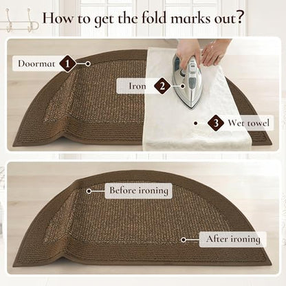 Dirt Trapper Door Mats 24" x 36", Non-Slip & Washable, Brown - color: Brown, size: 24" X 36" (Semicircular)