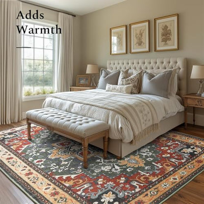 Rugflix 9x12 Area Rugs for Living Room, Washable Red Green Large Rug - color: Red Green, size: 9' x 12' (Rectangular)