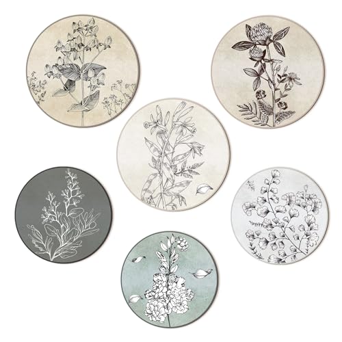 Barydat 6 Pcs Boho Wooden Plant Wall Art Decor,Round,8 Inch, 10 Inch - color: Neutral