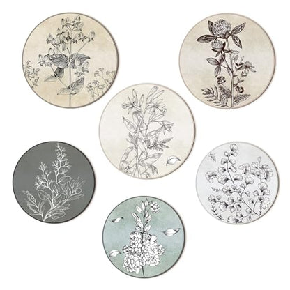 Barydat 6 Pcs Boho Wooden Plant Wall Art Decor,Round,8 Inch, 10 Inch - color: Neutral