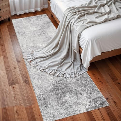 Washable 3x8 Hallway Runner Rug: Abstract Non Slip Rugs for Bedroom Grey - color: Grey, size: 3' x 8' (Runner)
