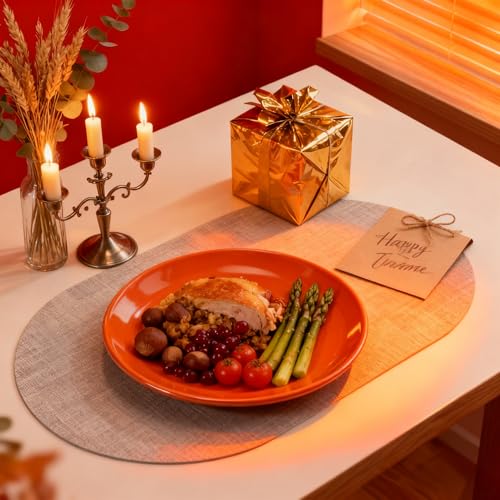 DOLOPL Oval Placemats Set of 6, Gray Faux Leather Table Place Mats - color: Gray, size: Medium: 11.8" x 17"
