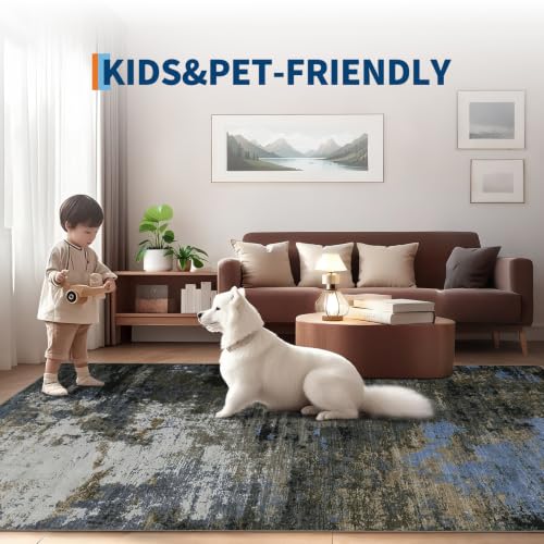 GarveeHome 4x6 Washable Area Rug Modern Abstract Gray Brown - color: Natura/Land, size: 4' x 6'