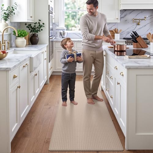 DEXI Kitchen Floor Mats Cushioned Anti Fatigue, 23x59 Non Slip Runner Rug - color: 2-beige, size: 59"l X 23"w X 0.4"th