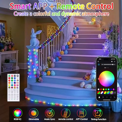 66ft LED Rope Lights for Outside Waterproof with APP & Remote - size: 66FT