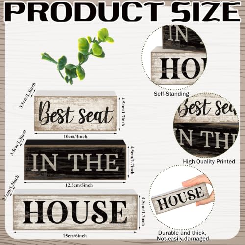 Moucuny 4 Pcs Bathroom Shelf Decor Sign Best Seat In The House Wooden Block - style: Best Seat in the House