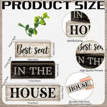 Moucuny 4 Pcs Bathroom Shelf Decor Sign Best Seat In The House Wooden Block - style: Best Seat in the House