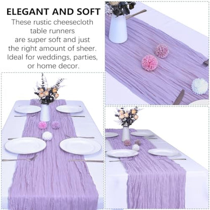 12 Pack Lavender Purple Cheesecloth Table Runner 35 x 120 Inch - color: Lavender, size: 12 Pcs - 10 Ft