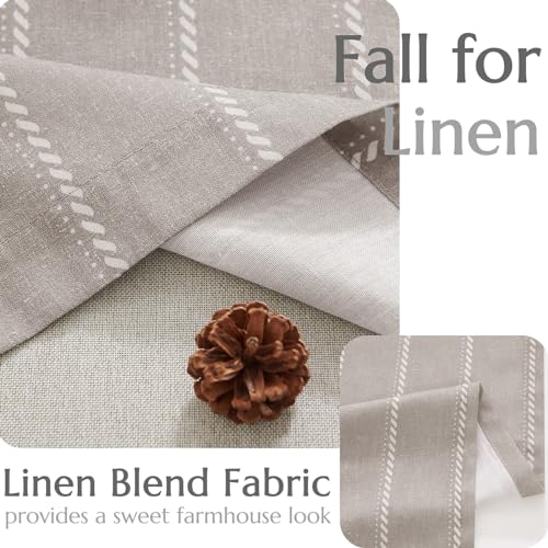jinchan Striped Linen Valance Taupe Gray Farmhouse 18 Inch 1 Panel - color: Nautical Striped Taupe Gray, size: 50"W x 18"L (Pack of 1)