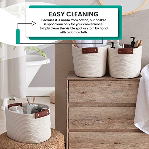 3 Pack Woven Cotton Rope Storage Basket, 15x10x9, Cream - color: Cream
