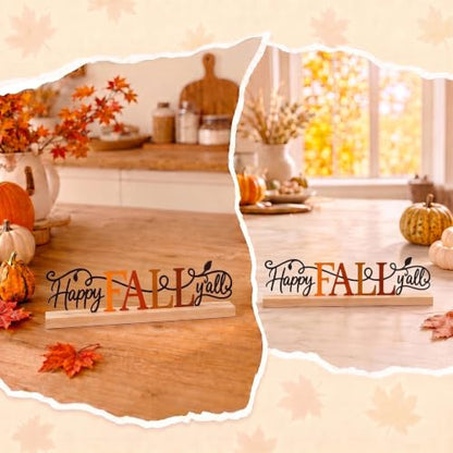 Fall Table Decor Centerpiece, Happy Fall Y'all Metal Table Sign - style: Happy Fall Y'all