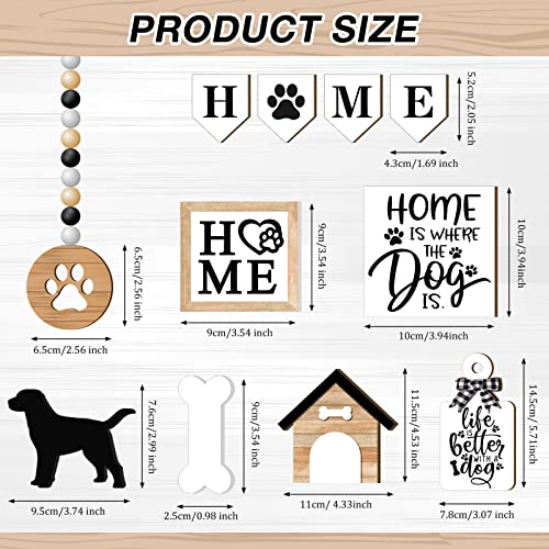 FairySandy 11 Pcs Dog Tiered Tray Decor Home Rustic Wooden Signs - style: Dog