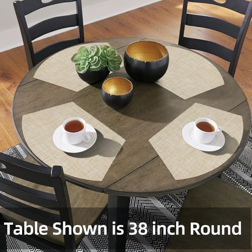 SHACOS Round Table Placemats Wedge Shaped Placemat Set of 4 Non Slip Heat Resistant Woven Vinyl Table Mats Wipe Clean Indoor Outdoor (4, Beige Yellow) - color: Beige Yellow