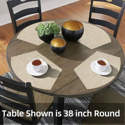 SHACOS Round Table Placemats Wedge Shaped Placemat Set of 4 Non Slip Heat Resistant Woven Vinyl Table Mats Wipe Clean Indoor Outdoor (4, Beige Yellow) - color: Beige Yellow