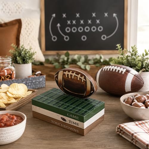 Smile Fall Wooden Decor Signs Football FALL Y'ALL Tiered Tray Tabletop Signs for Autumn Harvest Thanksgiving Game Day Decor - style: Football