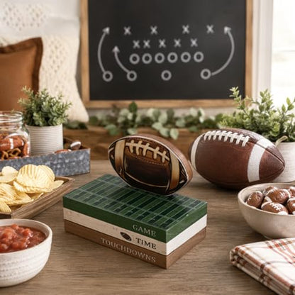 Smile Fall Wooden Decor Signs Football FALL Y'ALL Tiered Tray Tabletop Signs for Autumn Harvest Thanksgiving Game Day Decor - style: Football