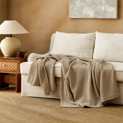 Bedsure 100% Cotton Muslin Blanket Twin XL for Bed, 4-Layer, Light Brown - color: 04 - Light Brown, size: Twin XL (66" X 90")