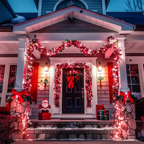JMEXSUSS163ft 500 LED Red and White Christmas Lights Plug in with 8 Modes - color: Red White, size: 500 LED
