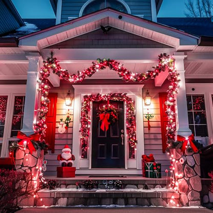 JMEXSUSS163ft 500 LED Red and White Christmas Lights Plug in with 8 Modes - color: Red White, size: 500 LED