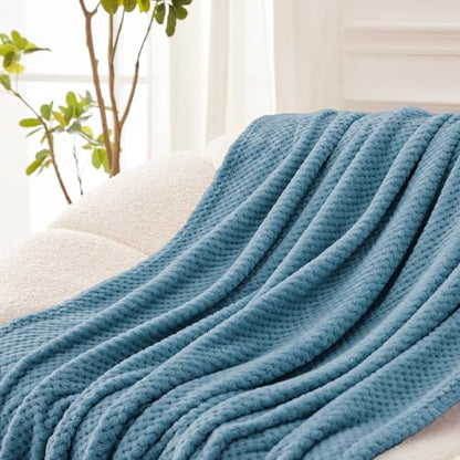 Exclusivo Mezcla Soft Waffle Fleece Bed Blanket Twin XL Size, Slate Blue - color: Slate Blue, size: 90x66 in
