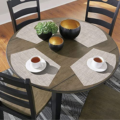 SHACOS Small Round Table Placemats Wedge Shaped Placemats Set of 4 Heat Resistant Wipe Clean Indoor Outdoor (4, Beige White Black) - color: Beige White Black