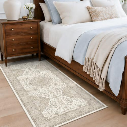 HY HAOYUNLAI Washable 2x3 Entryway Area Rug Non-Slip Slim-Profile Carpet - color: Ivory, size: 2' x 3' (Rectangular)