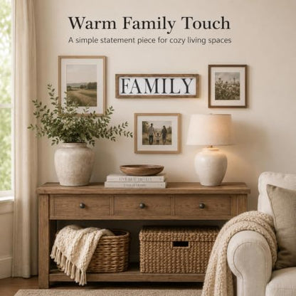 Wooden Family Sign Wall, Shelf, Mantel, Entryway Table Home Decor - color: white-family