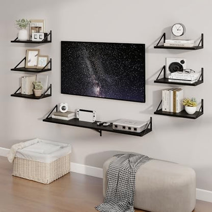 Axeman Deep Floating Shelves, 55'' x 10'' Black Wall Shelves Set of 2 - color: Black, size: 55W x 10D