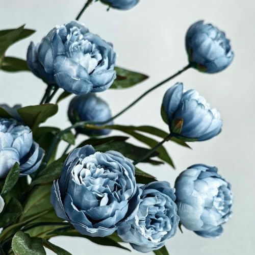 6Pcs Blue Peony Artificial Flowers for Vase - color: Blue, size: 6Pcs