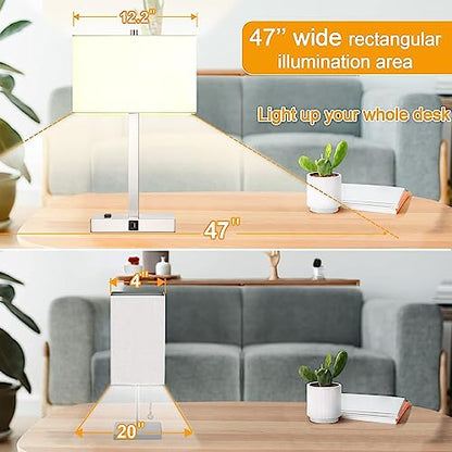 21" Touch Bedside lamps with 2 USB & AC Outlets, 3-Way Dimmable Bedside Table Lamps Set of 2 for Bedroom Living Room Office Reading, White Shade Lamps for Night Stands, 3000K LED Bulbs Included - color: White Cream Linen & Brushed Nickel