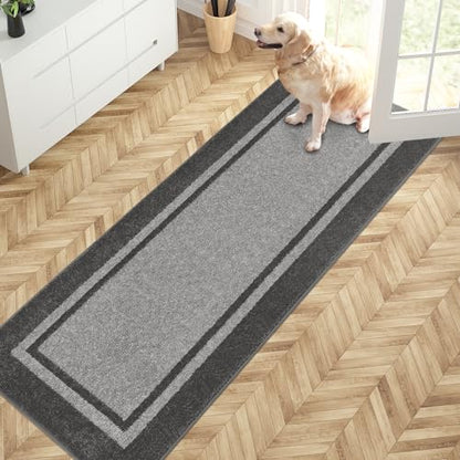 PURRUGS Hallway Runner Rug, 24" x 70", Light Grey & Dark Grey - color: Light Grey & Dark Grey, size: 24" X 70"