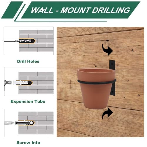 Hanging Wall Planters Set of 6, Terracotta Pots with Metal Rings
