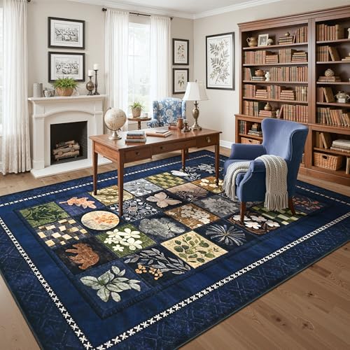 Tepook 5x7 Navy Blue Area Rugs for Living Room Bedroom - color: Blue-b, size: 5' x 7' (Rectangular)