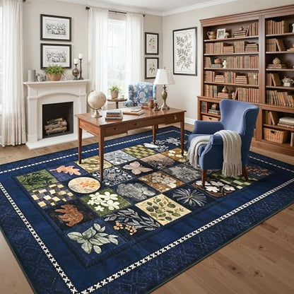 Tepook 5x7 Navy Blue Area Rugs for Living Room Bedroom - color: Blue-b, size: 5' x 7' (Rectangular)