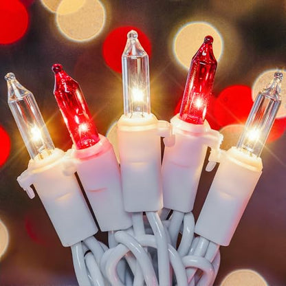 Red and Clear Christmas Lights,13FT 50 Count Mini String Lights - color: Red clear white wire, size: 50 count