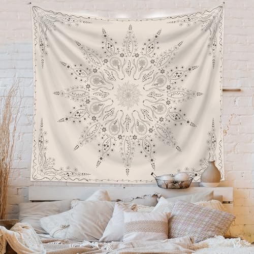 Jhdstore Floral Tapestry Wall Hanging Boho Wall Tapestry for Bedroom Room Decor Aesthetic Mandala Tapestries Wall Hanging Mandala Flower Wall Decor Bohemian Tapestries for Living Room Decor 51” x 59” - color: Boho Mandala Aesthetic, size: 59"L x 51"W