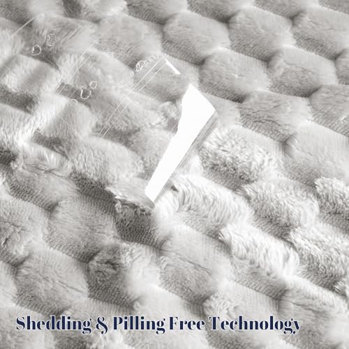 PHF Soft Cozy Fleece Blanket Queen, 340GSM Lightweight Warmth, Light Grey - color: Light Grey, size: Queen(90"x90")