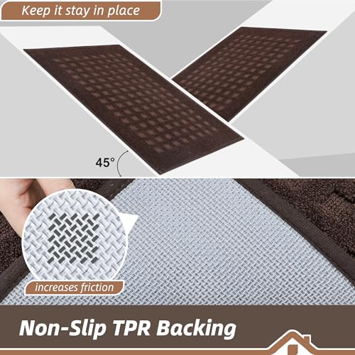 BEQHAUSE Dirt Trapper Door Mats 24"x36", Non Slip Washable, Dark Brown - color: Dark Brown, size: 24" X 36" (Rectangular)
