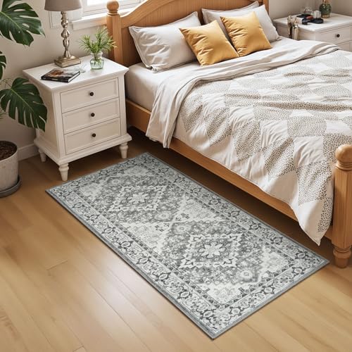 Lessymo 2 x 5 Runner Entryway Rug, Machine Washable Kitchen Rugs Grey White - color: Grey Beige, size: 2' x 5' (Runner)