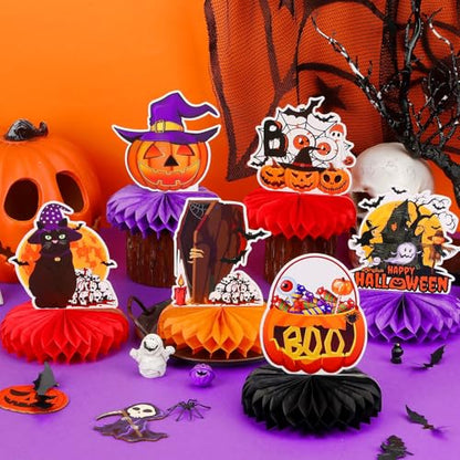 10Pcs Halloween Honeycomb Centerpieces Table Toppers Decoration - style: Halloween Style