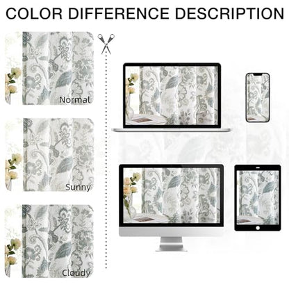 Kayne Studio Blue Grey Jacobean Floral Rod Pocket Semi Sheer Curtains 90" L - color: Blue Grey, size: 52"W x 90"L (Pack of 2)