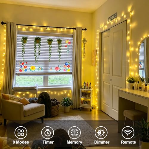 QITONG 2 Pack Battery Operated String Lights, Each 33ft 100 LED Warm White Christmas Lights Outdoor Waterproof, 8 Modes Clear Wire Twinkle Fairy Lights Indoor with Remote - color: Warm White, size: 2Pack